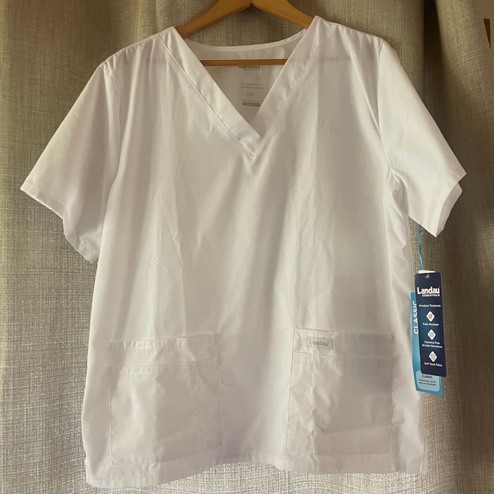 Landau White Scrub Top New with tags
